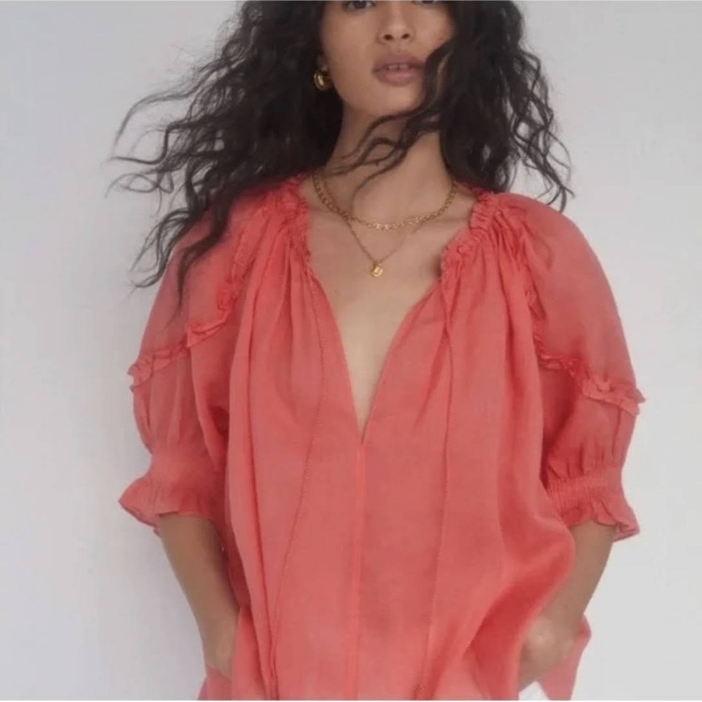 Women's Coral Peasant Blouse - Lightweight V-Neck
Aritzia Wilfred Reiki Blouse
